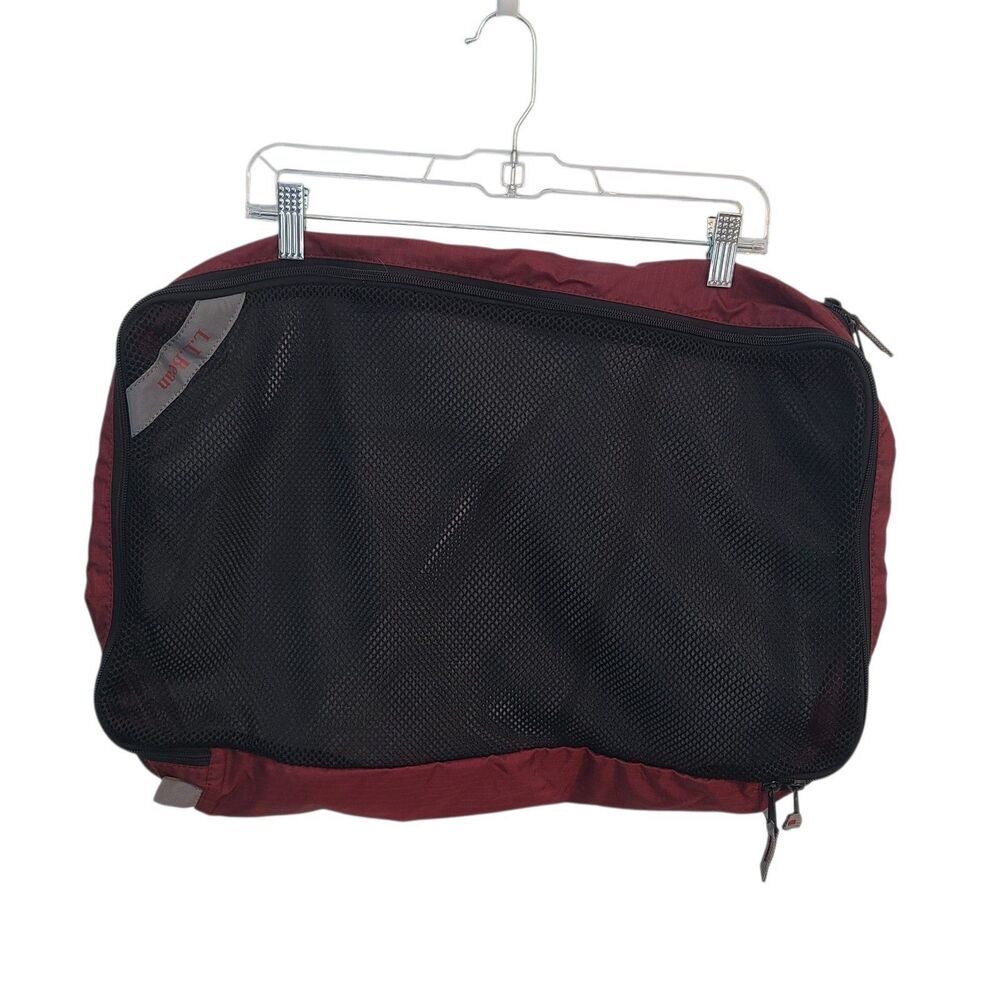 LL Bean Maroon Compression Packing Cube L Luggage Mesh Organizer Travel Ripstop